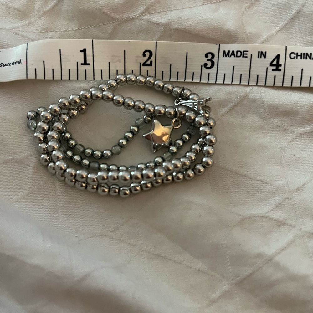 3 silver beaded bracelets - Picture 2 of 2